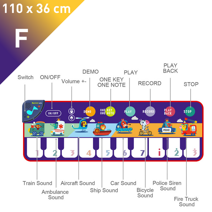 Tapete Piano - Brinquedo Musical Educativo Infantil