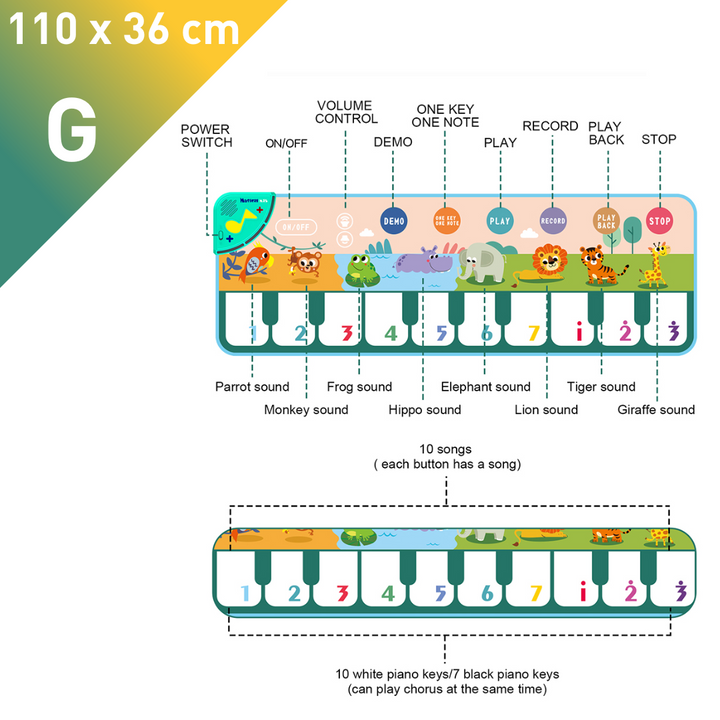 Tapete Piano - Brinquedo Musical Educativo Infantil